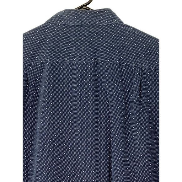 Men Wall Street Button Dot Contrast Navy Shirt Long Sleeve Classic Fit L 3915 - Picture 7 of 7